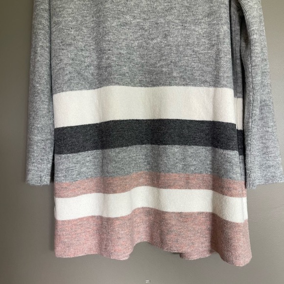 Stitches & Stripes Elaine Open Cardigan Size Large Grey Cream Pink Long Sweater‎ - Picture 15 of 16
